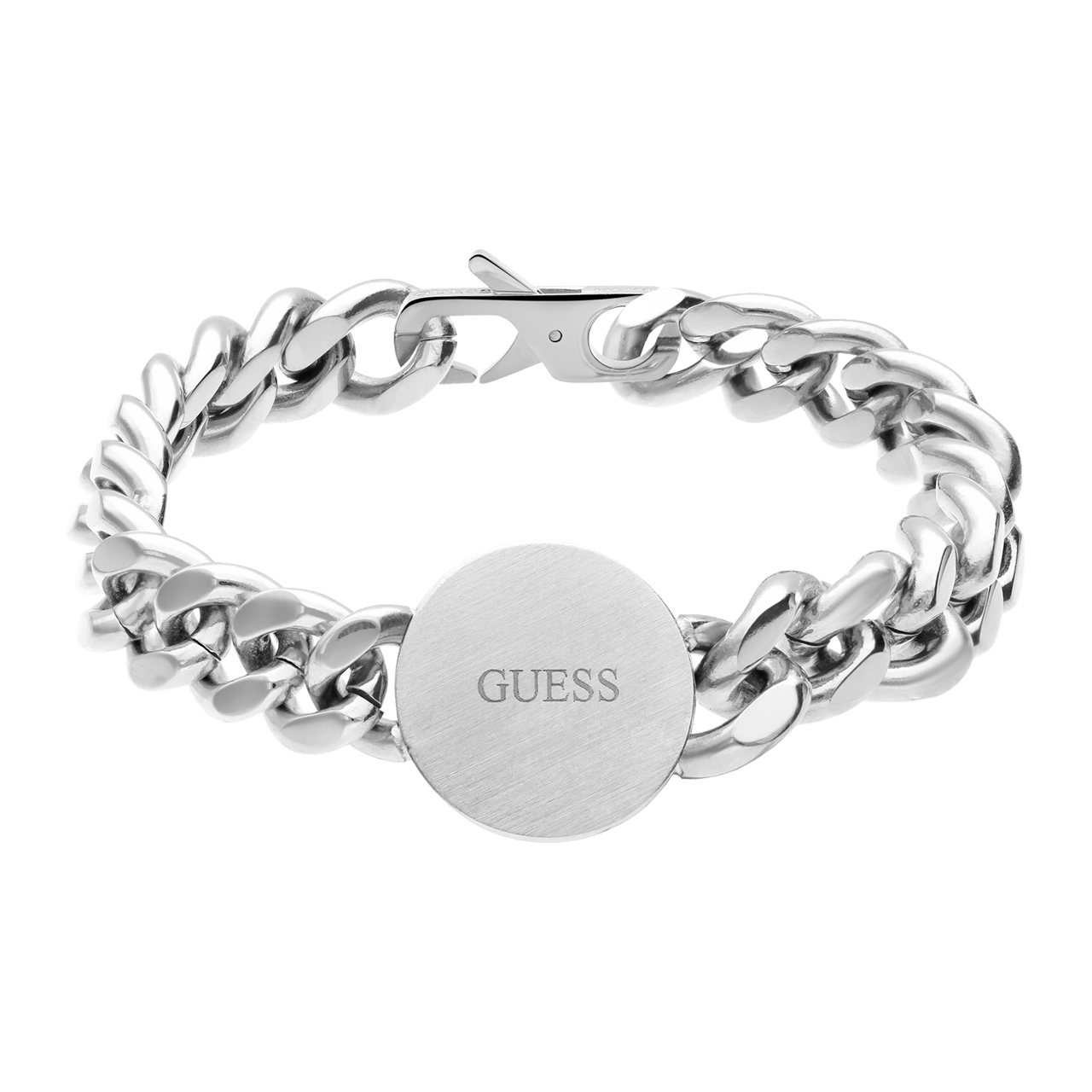 Guess stalen goldplated herenfantasiearmband met hanger
