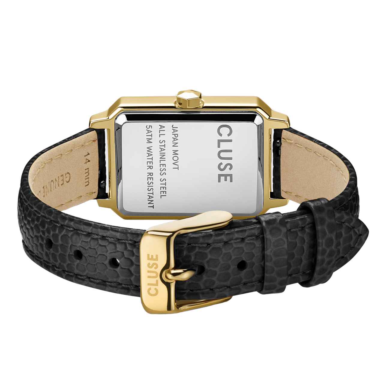 CLUSE - Damenarmbanduhr Fluette, schwarzes Lederarmband