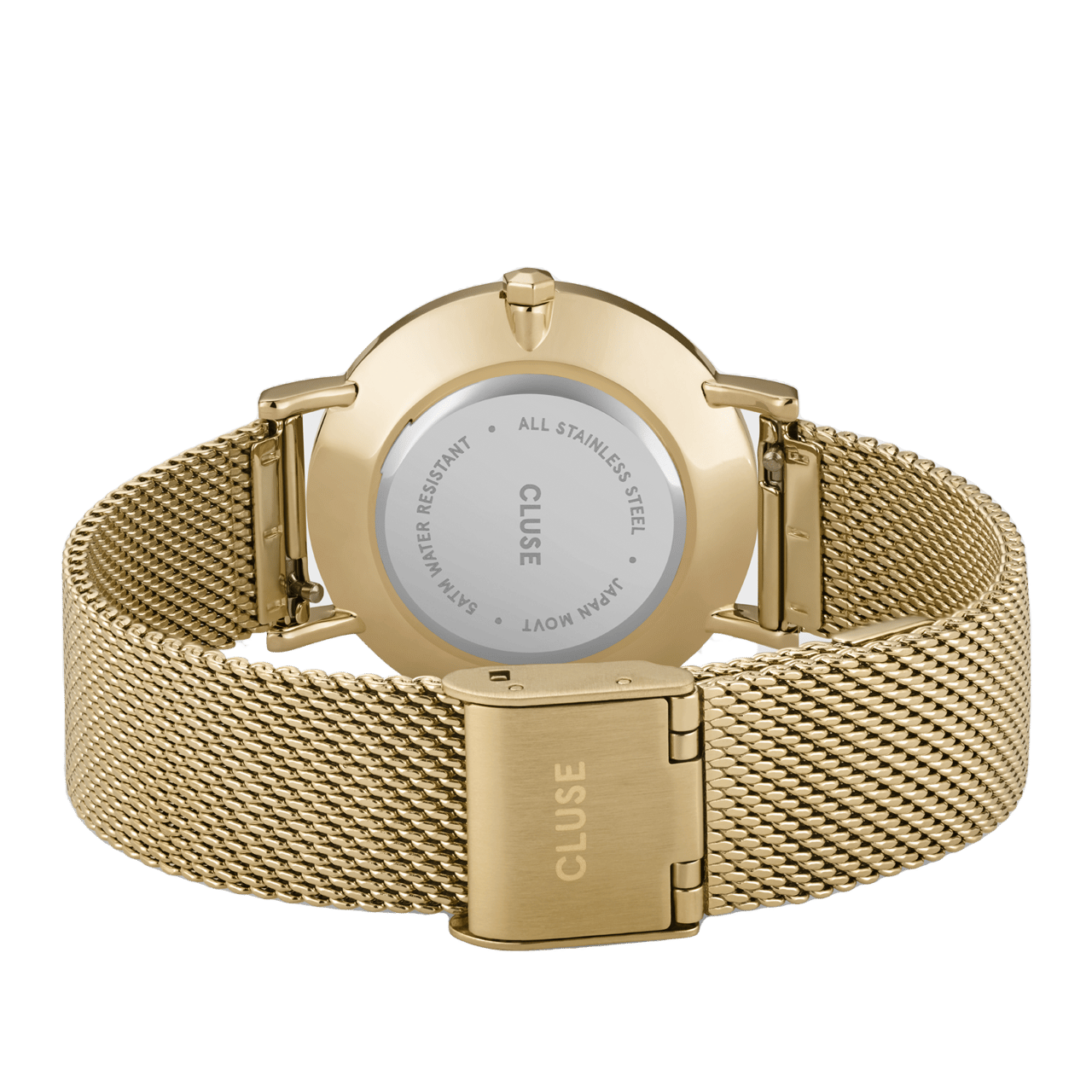 CLUSE - Minuit horloge goudkleurig stainless steel mesh band