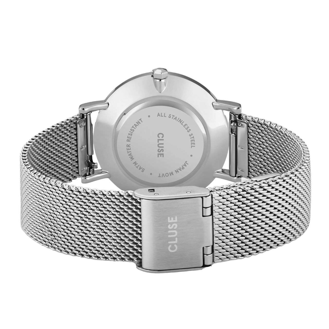 CLUSE - Minuit horloge meshband zilverkleurig met kristal