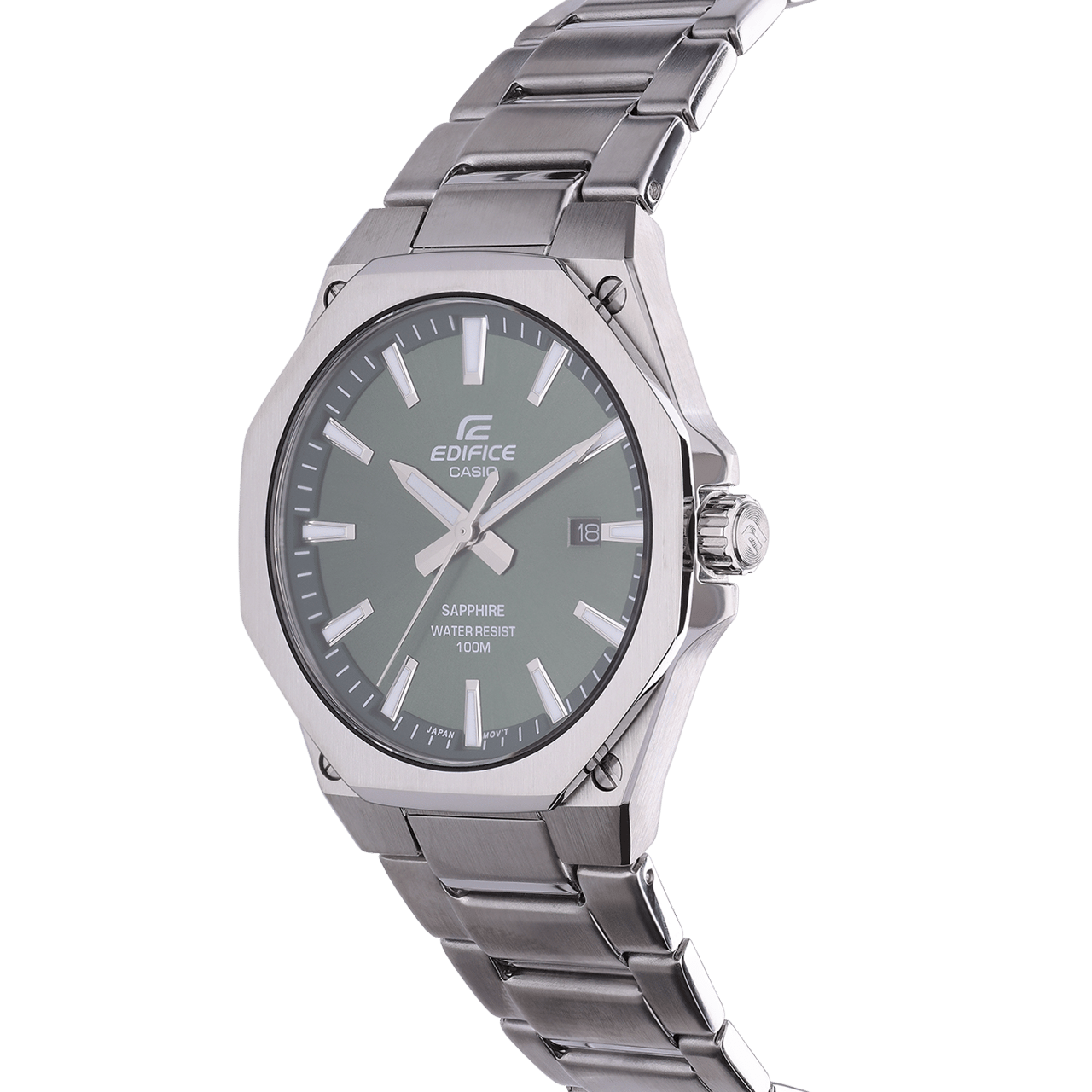 Edifice Uhr mit Armband aus Edelstahl mit grünen Akzenten, EFR-S108D-3AV