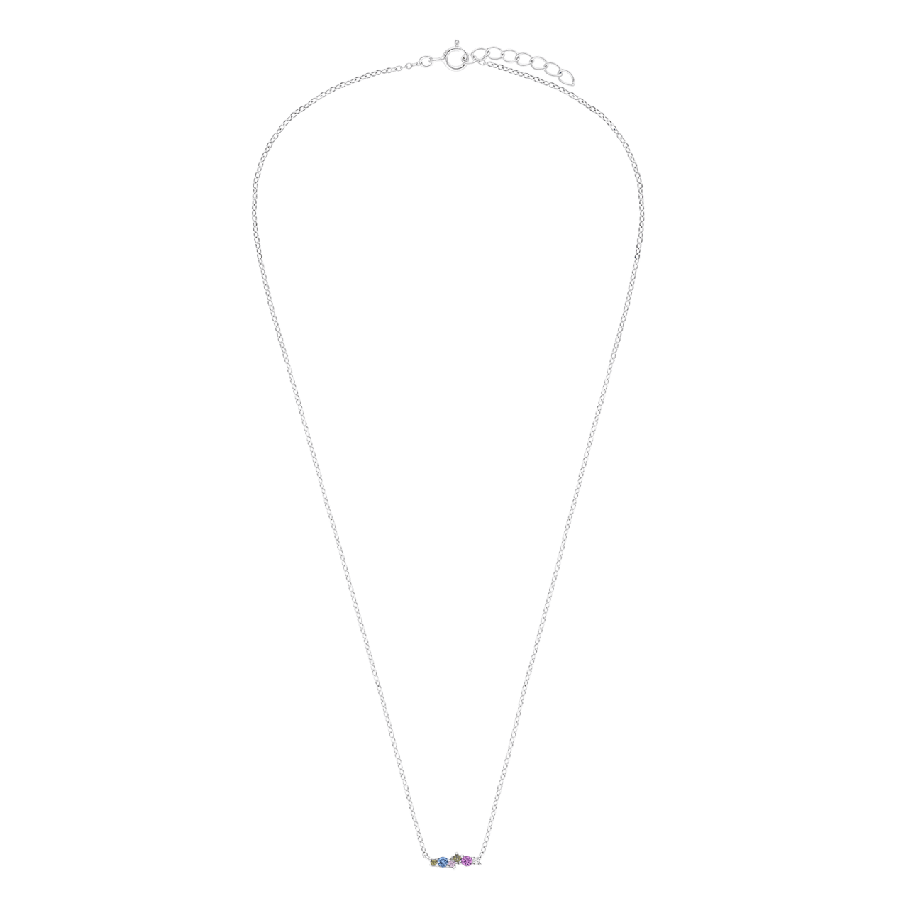 Halskette aus 925er Silber, Stange, mehrfarbig