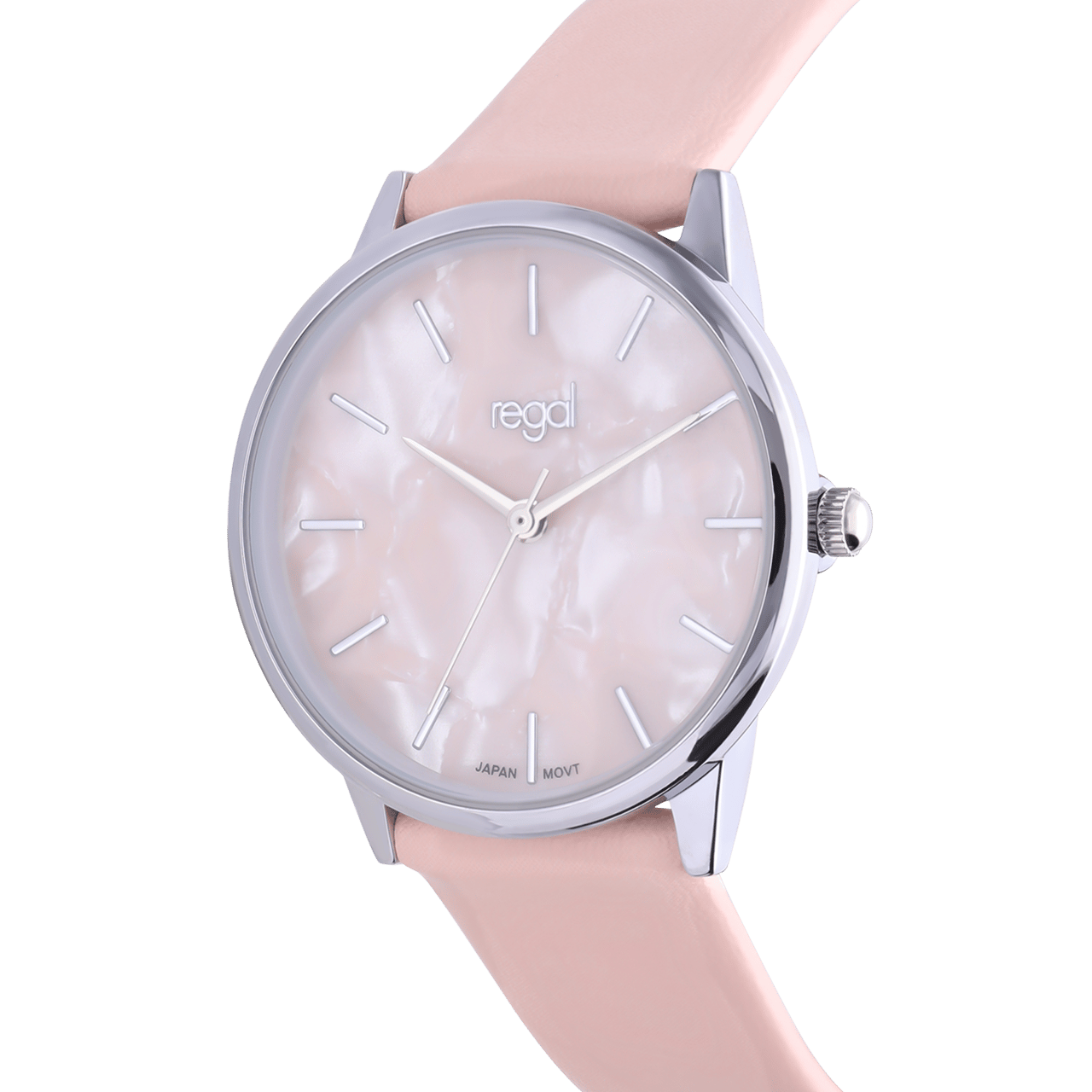 Regal Damen-Armbanduhr, Peach, Zifferblatt in Perlmuttoptik