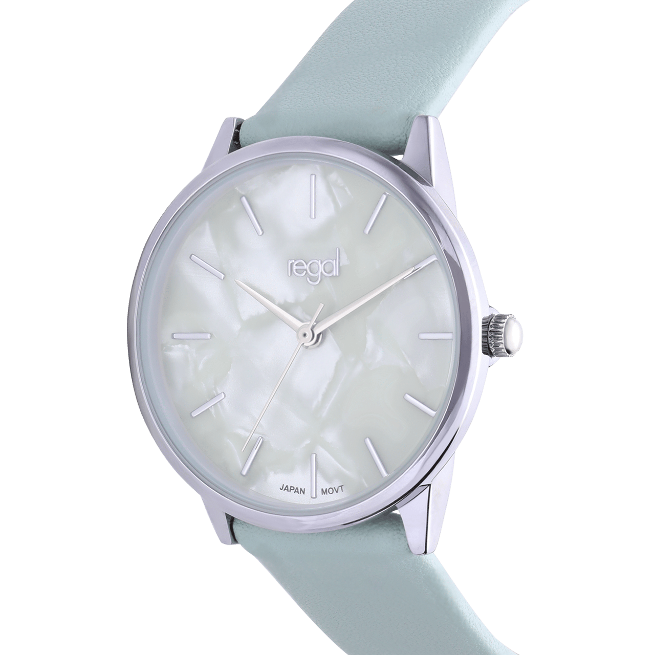 Regal dames horloge groen, parelmoer wijzerplaat