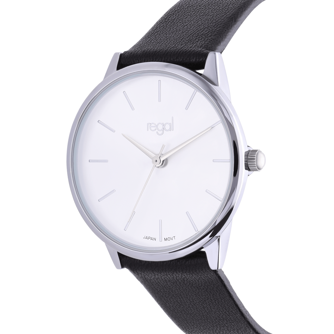 Regal dames horloge zwart, parelmoer wijzerplaat