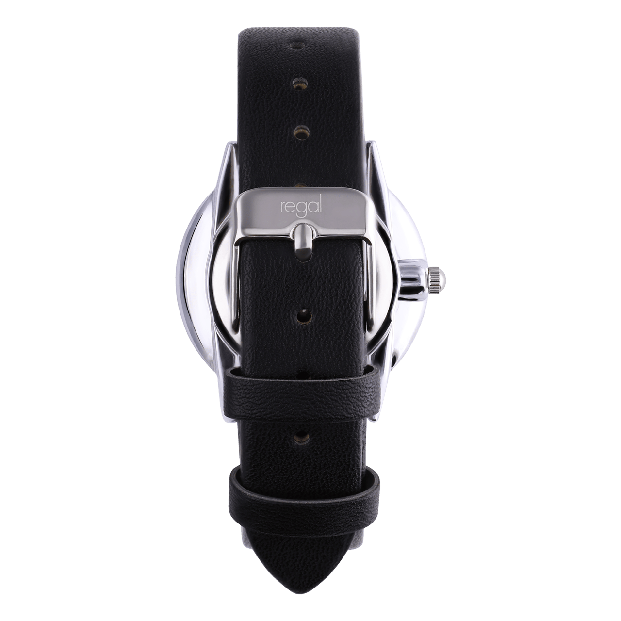 Regal dames horloge zwart, parelmoer wijzerplaat