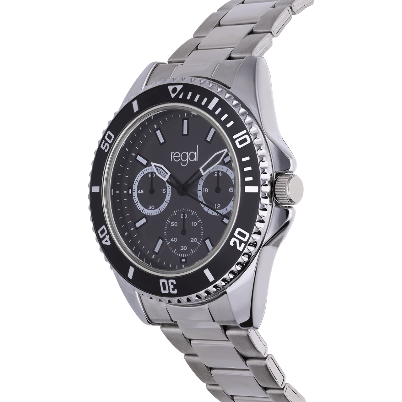 Elegante Herrenuhr aus Stahl mit schwarzem Zifferblatt