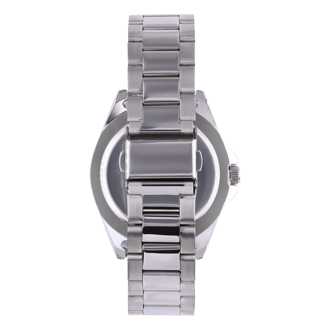 Elegante Herrenuhr aus Stahl mit schwarzem Zifferblatt