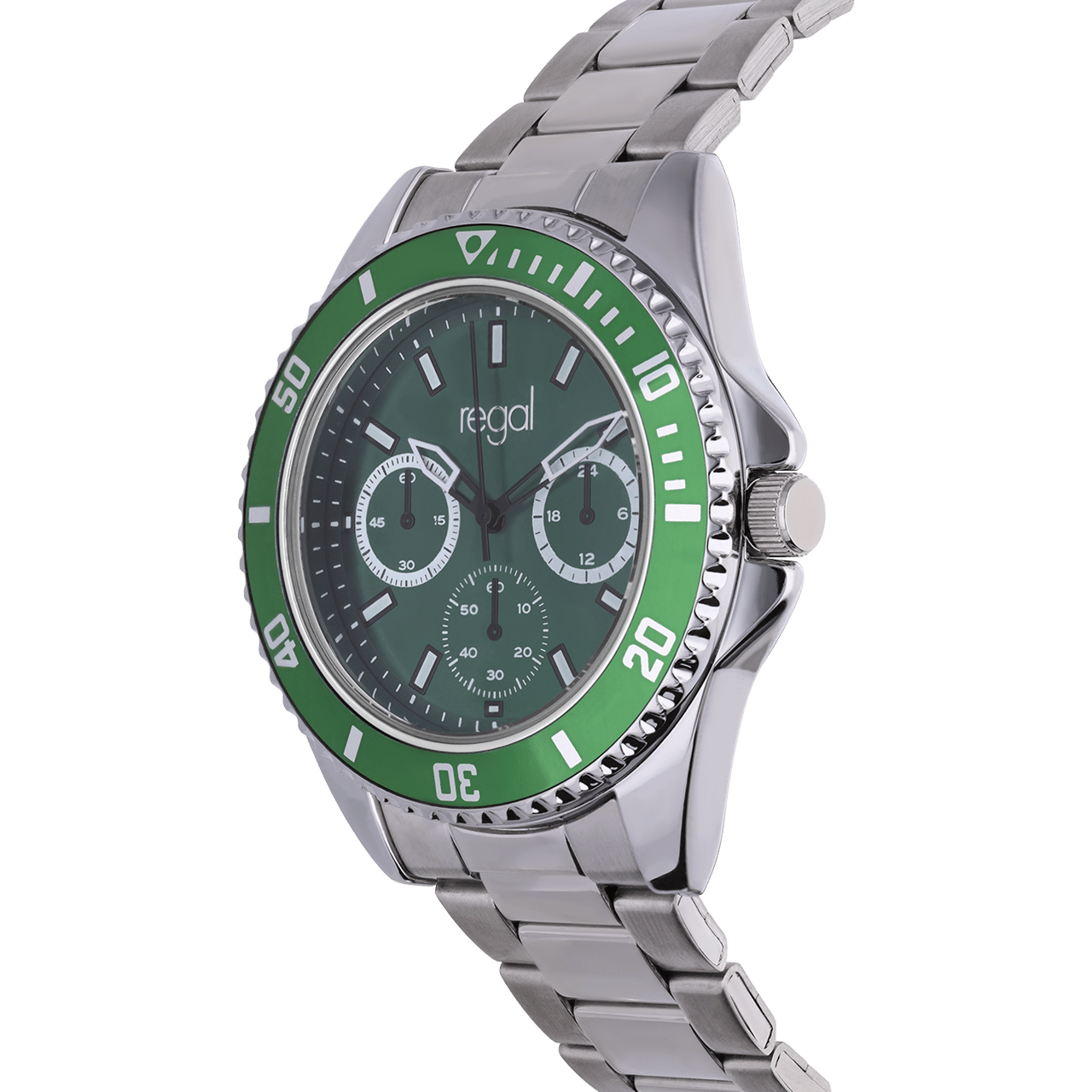 Elegante Herrenarmbanduhr aus Stahl mit grünem Zifferblatt