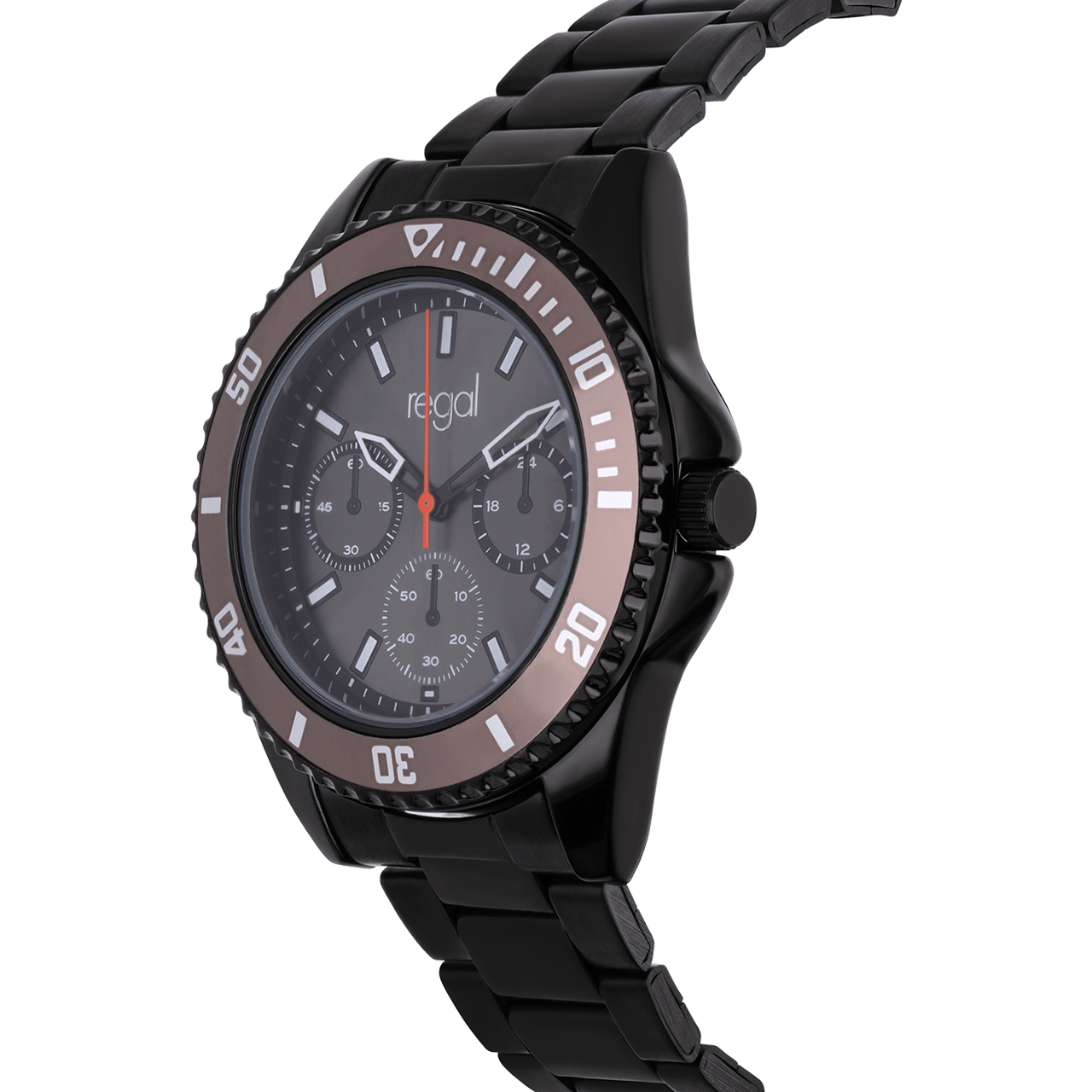 Regal heren horloge zwart met zwart wijzeplaat