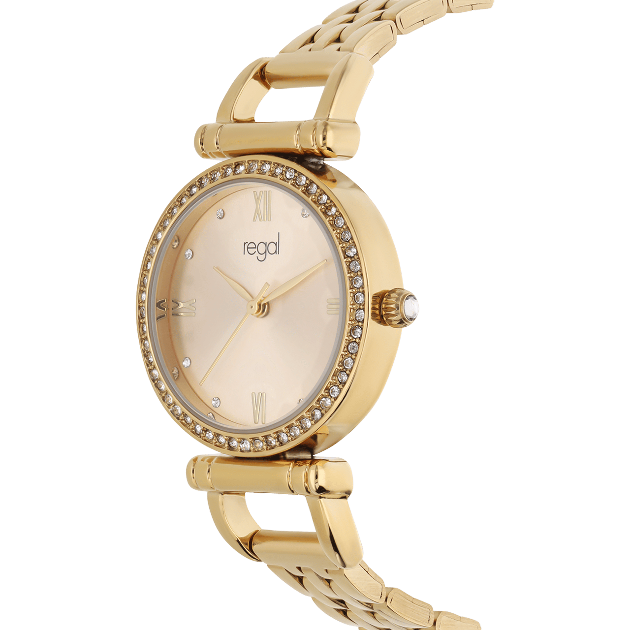 Regal Damen-Armbanduhr, goldfarben, mit Zirkonia