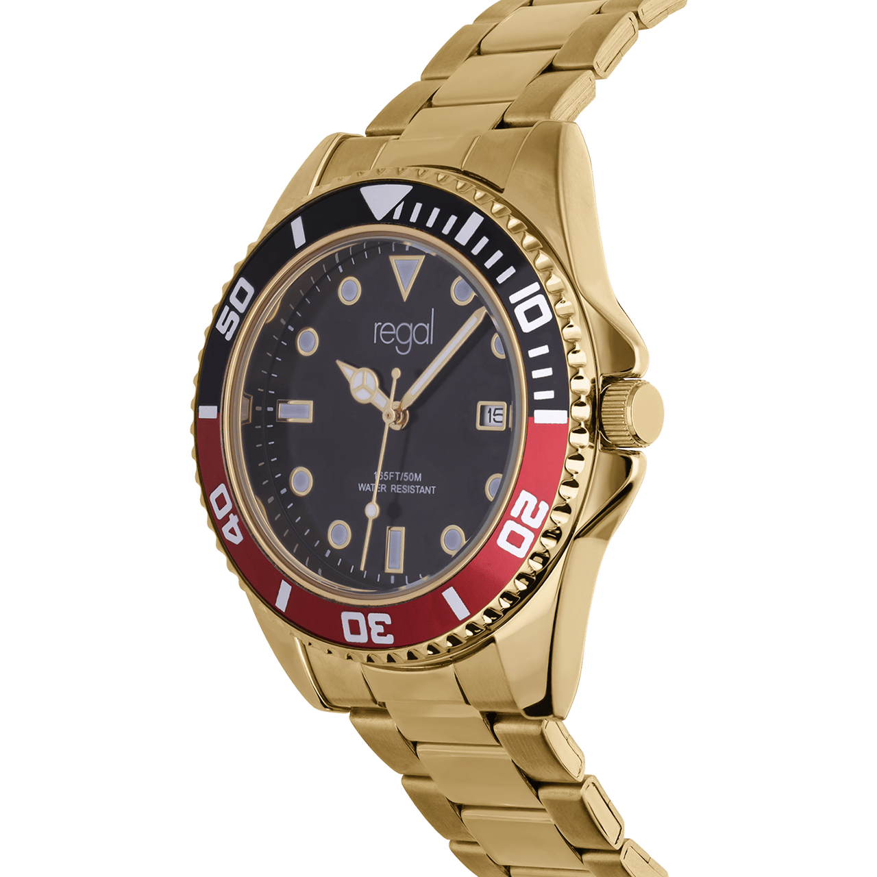 Regal heren horloge goudkleurig met zwarte wijzerplaat