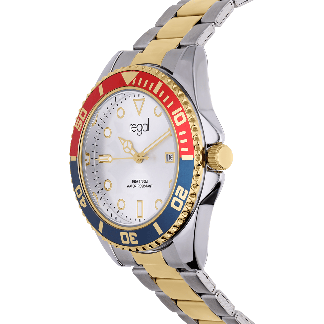 Regal Herren-Armbanduhr, zweifarbig, mit silberfarbenem Zifferblatt