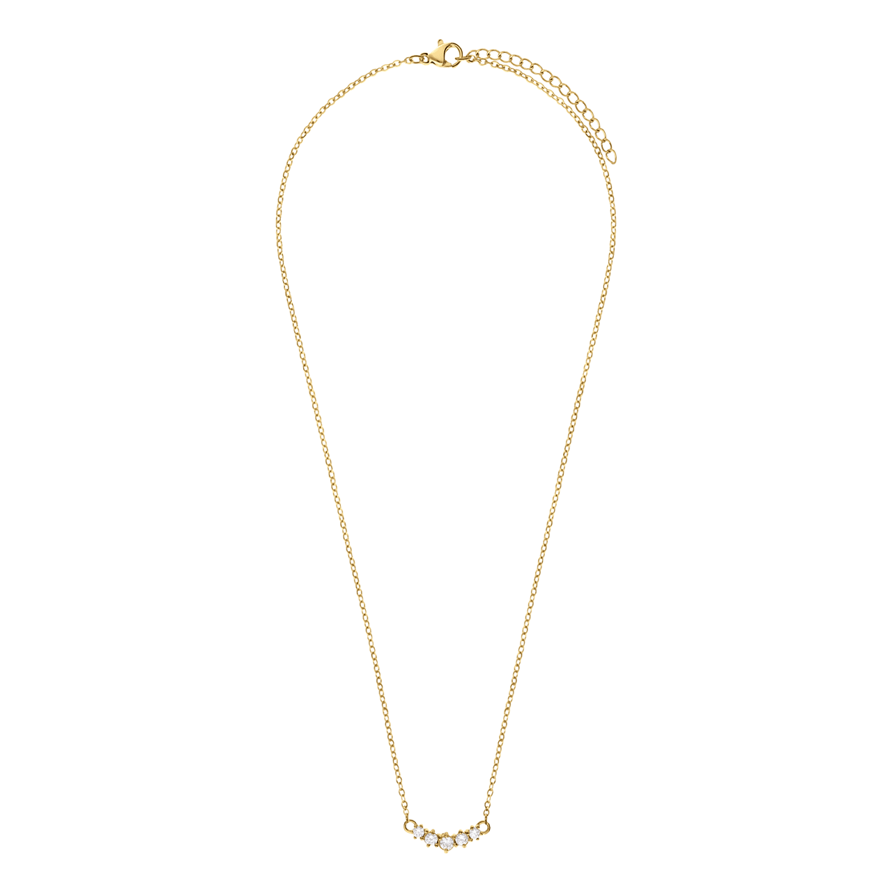Stainless steel goldplated ketting met hanger met zirkonia voor dames