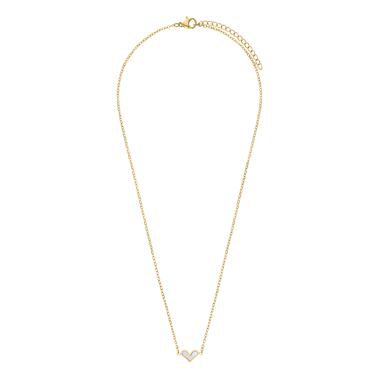 Stalen goldplated ketting met hanger hart voor dames