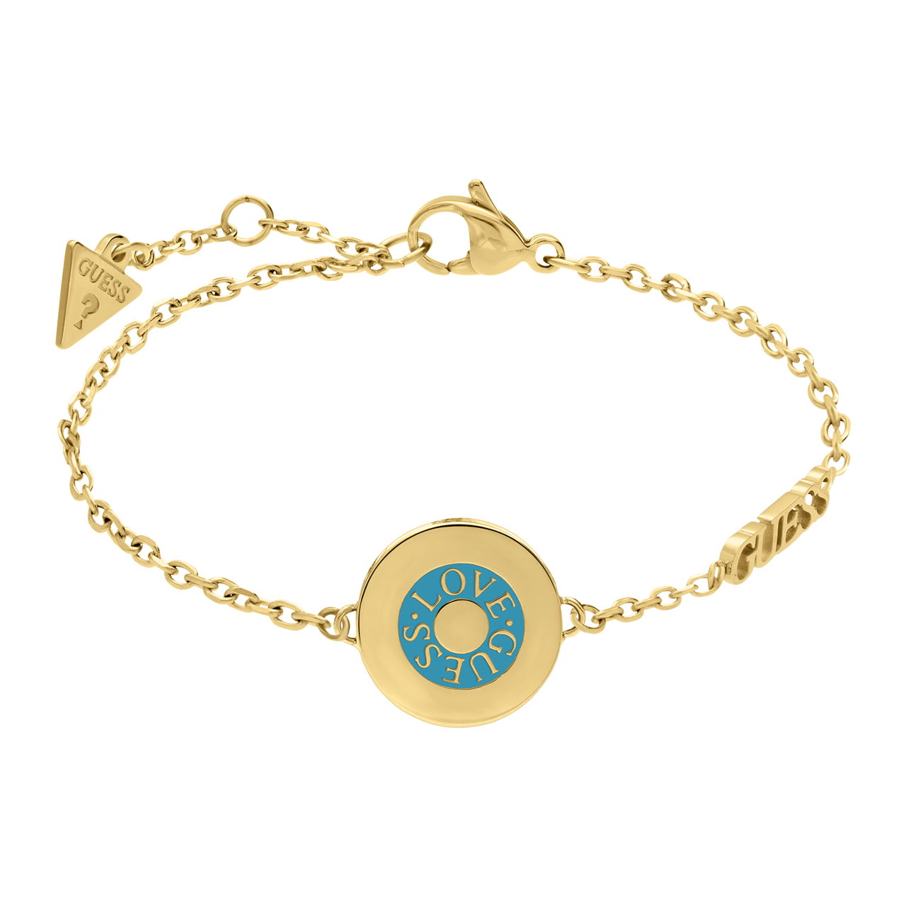 Guess stainless steel goldplated armband LOVE GUESS blauw