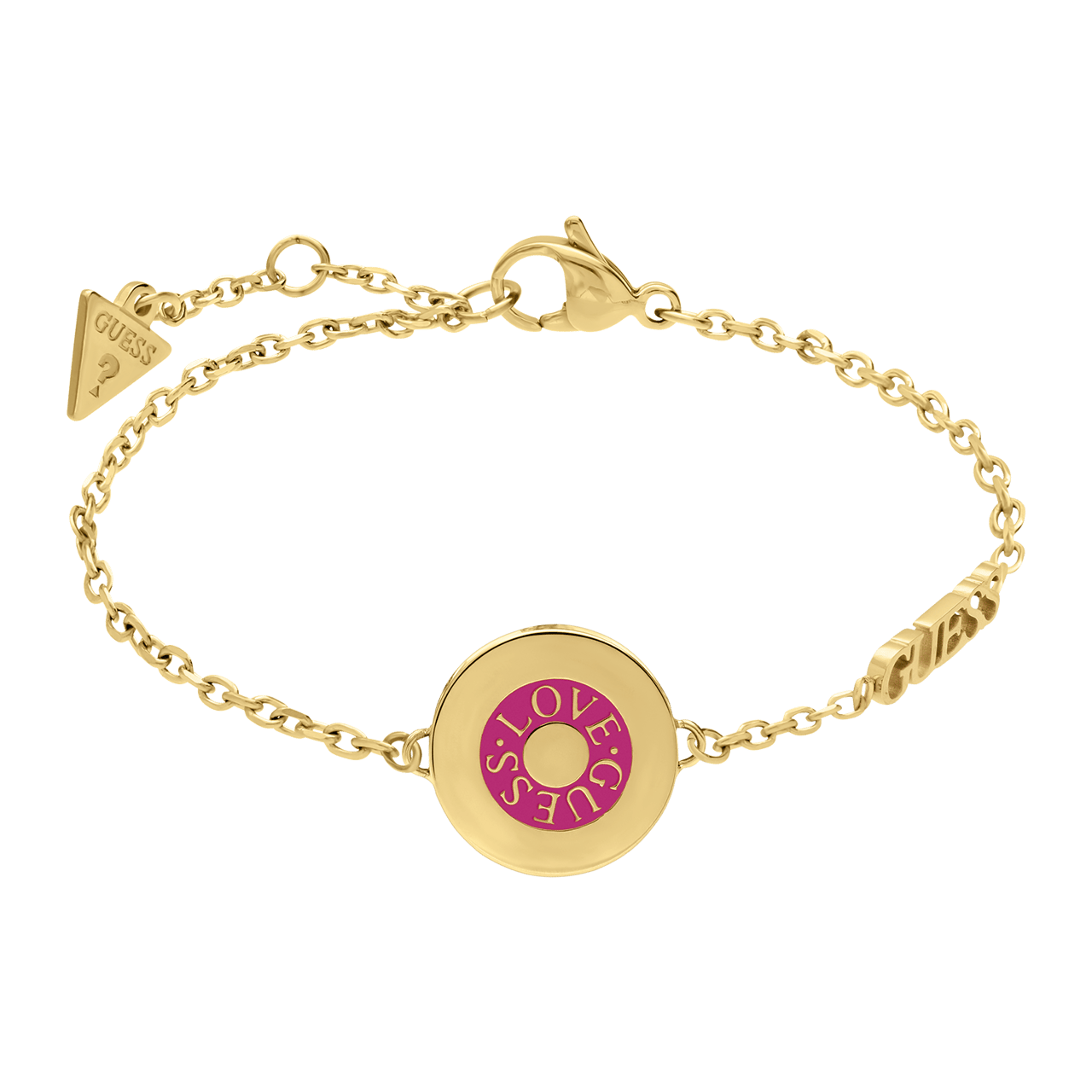 Guess stainless steel goldplated armband LOVE GUESS roze
