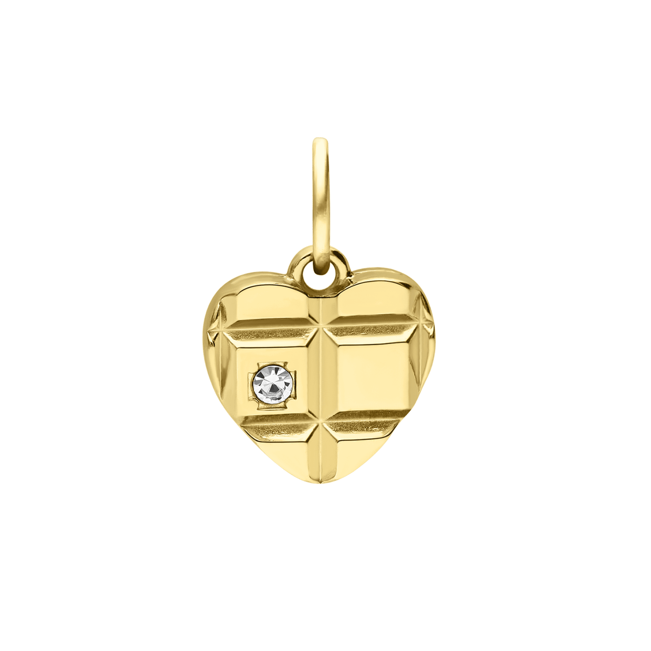 Charm aus Edelstahl, vergoldet, Herz, Weiß