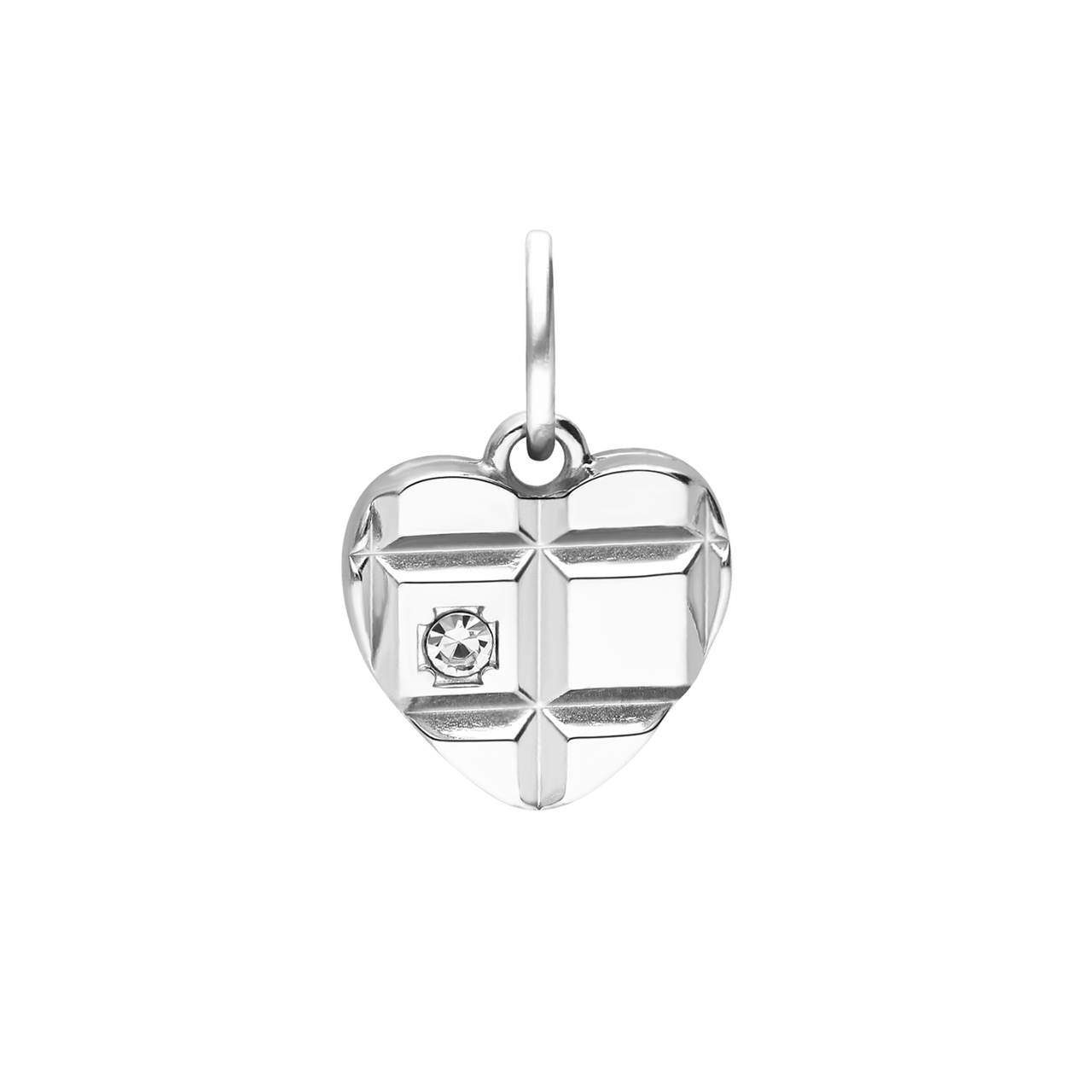 Charm aus Edelstahl, Herz, Weiß