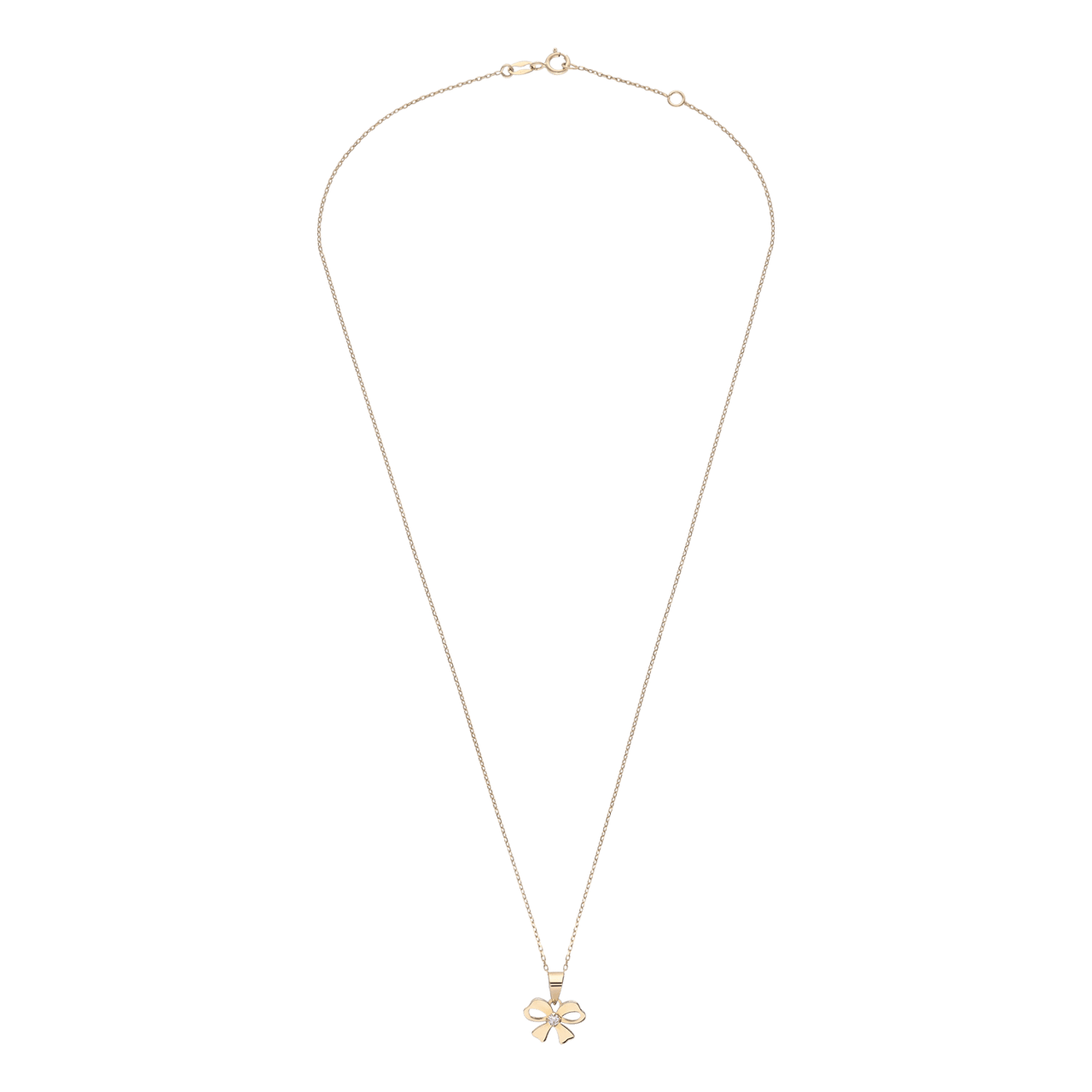 Halskette aus 585er Gold, Schleife, Zirkonia