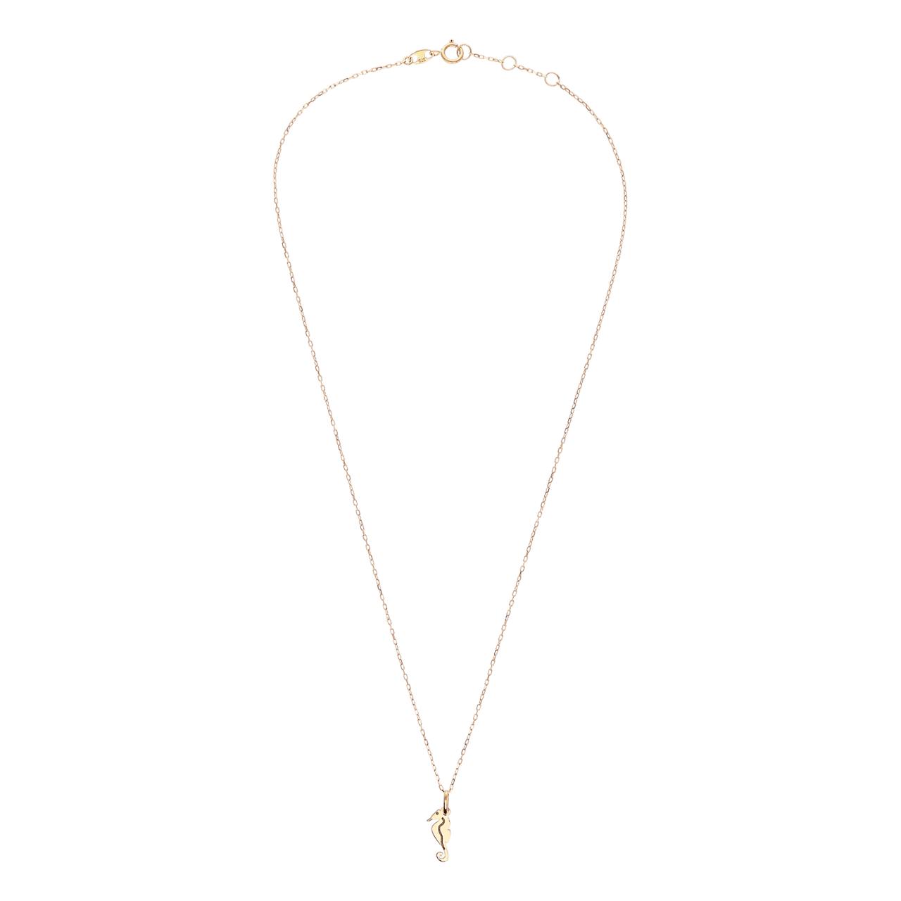 9 karaat ketting met zeepaardje