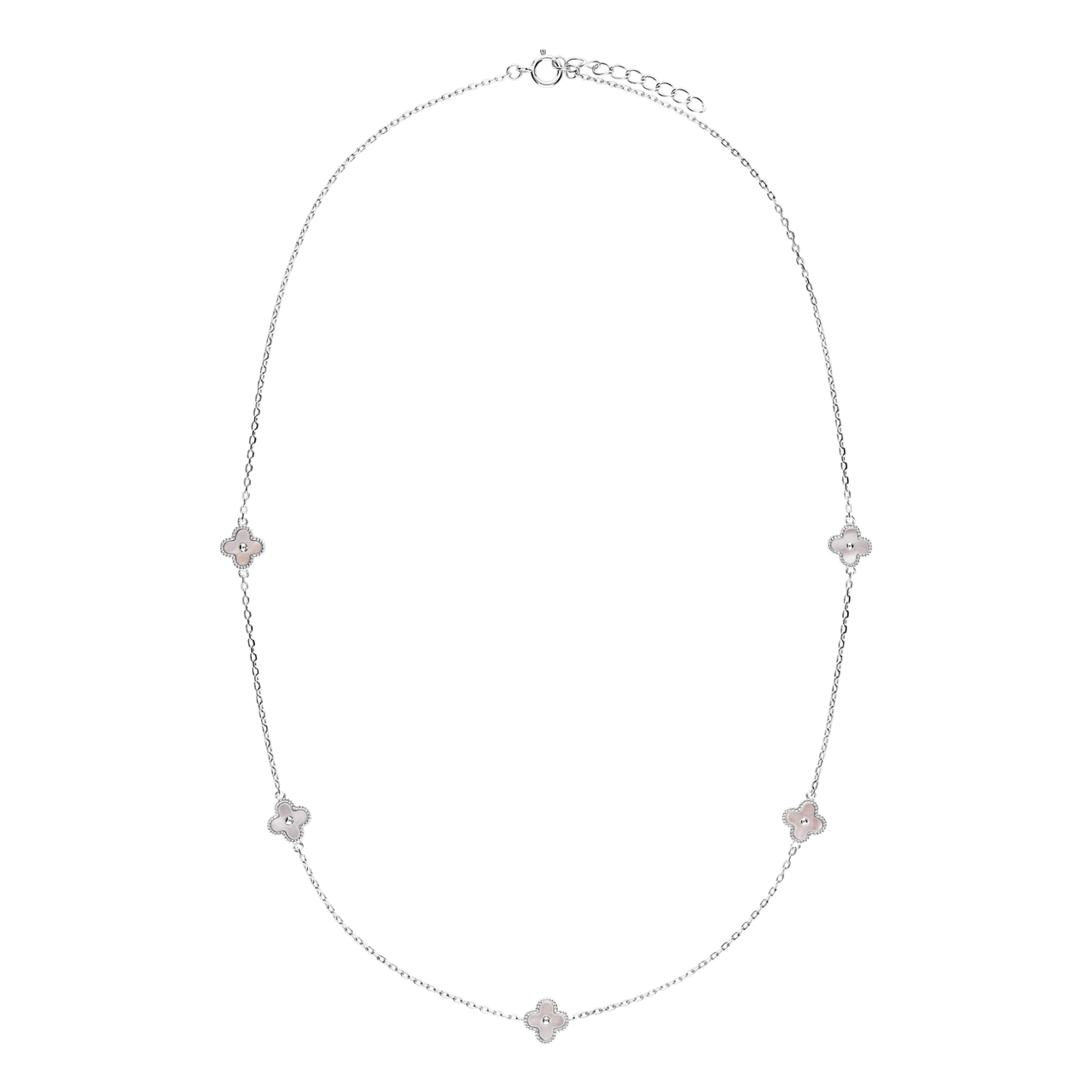 Zilveren ketting klaver parelmoer voor dames
