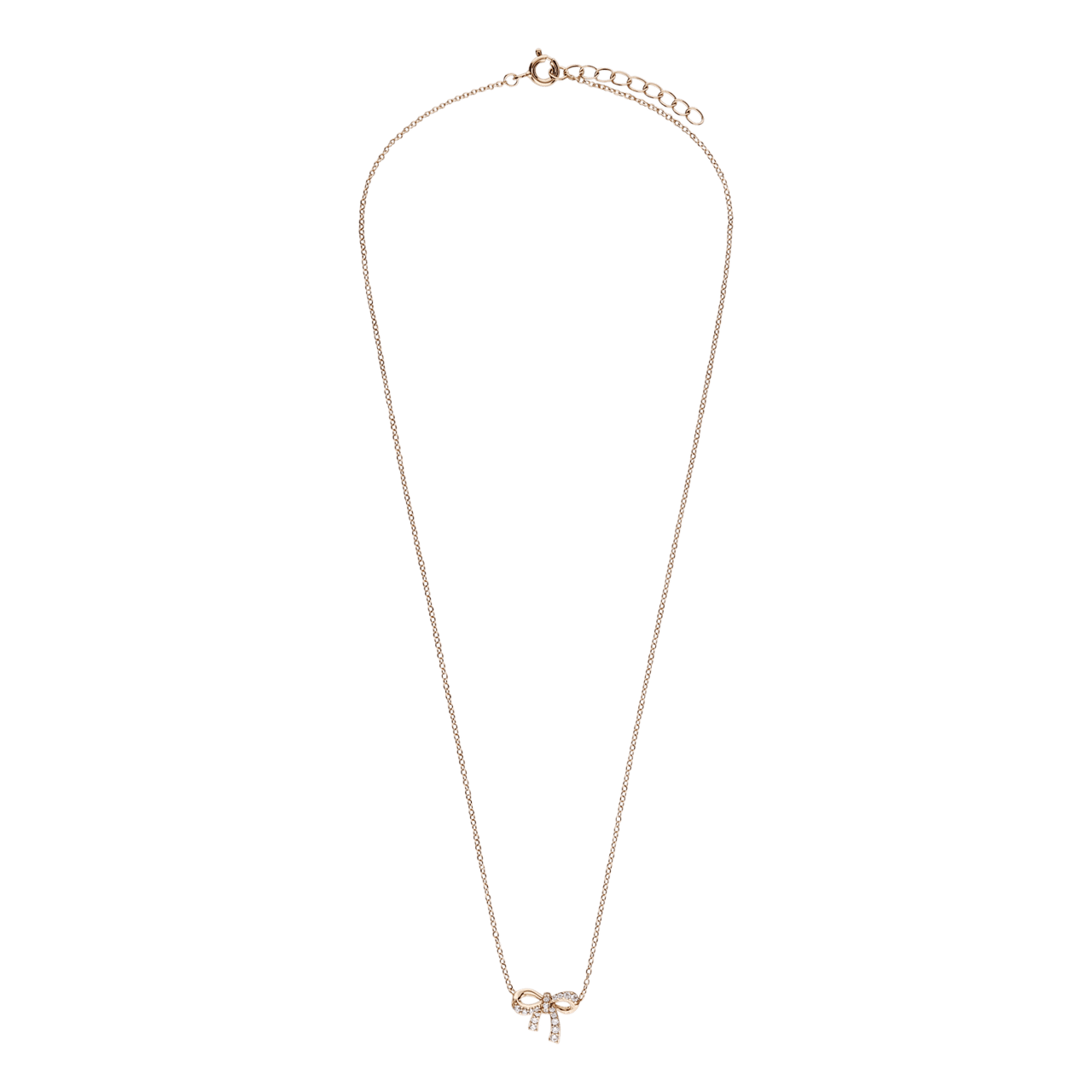 Zilveren goldplated ketting met hanger strik met zirkonia voor dames