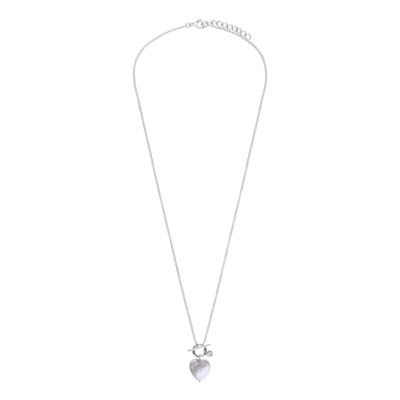 Halskette aus 925er Silber, Herz, Perle