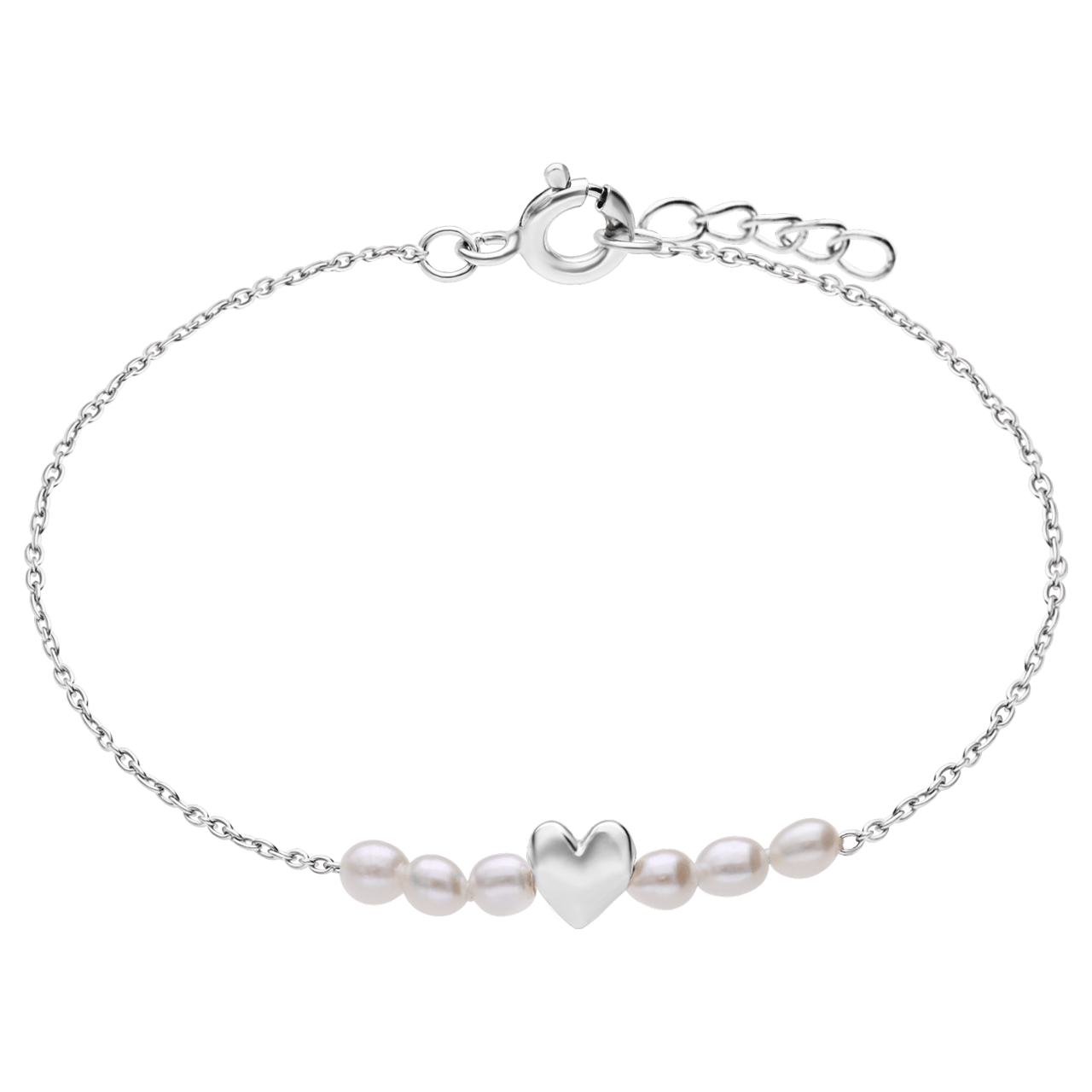 Zilveren armband hart met gratis oorbellen