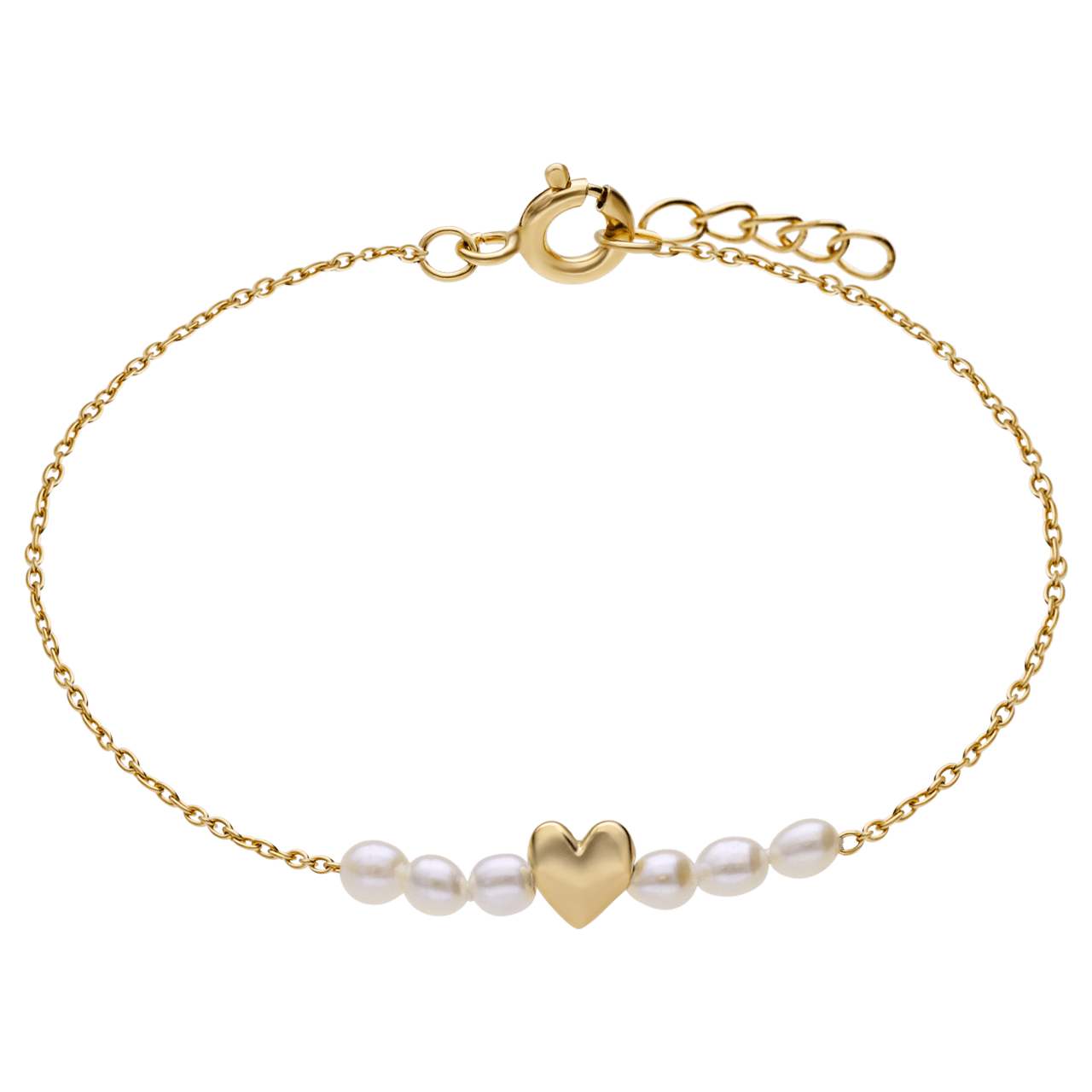 Zilveren goldplated armband hart met gratis oorbellen