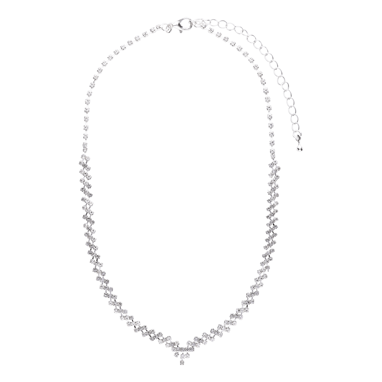 Zilverkleurige bijoux set ketting met oorbellen