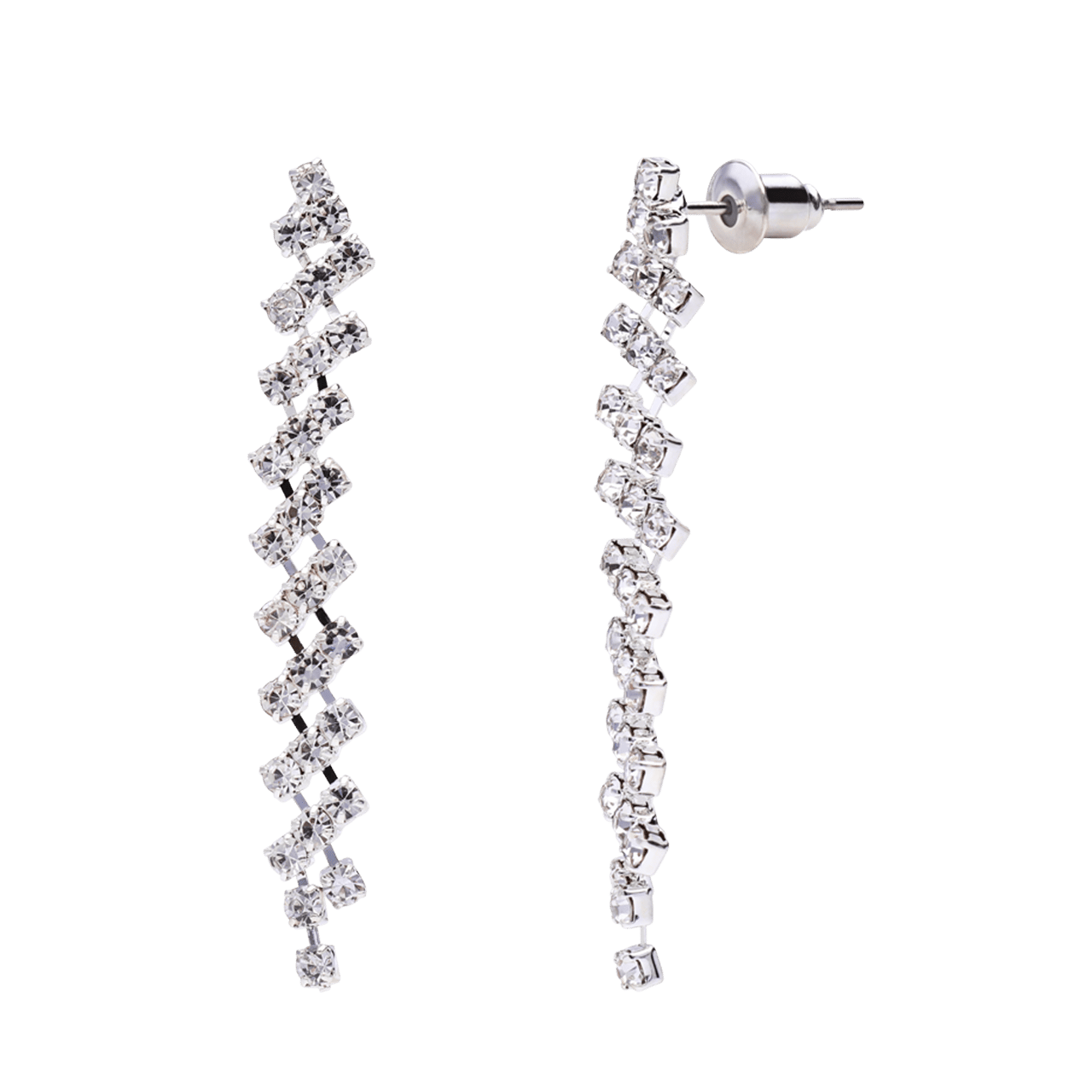 Zilverkleurige bijoux set ketting met oorbellen