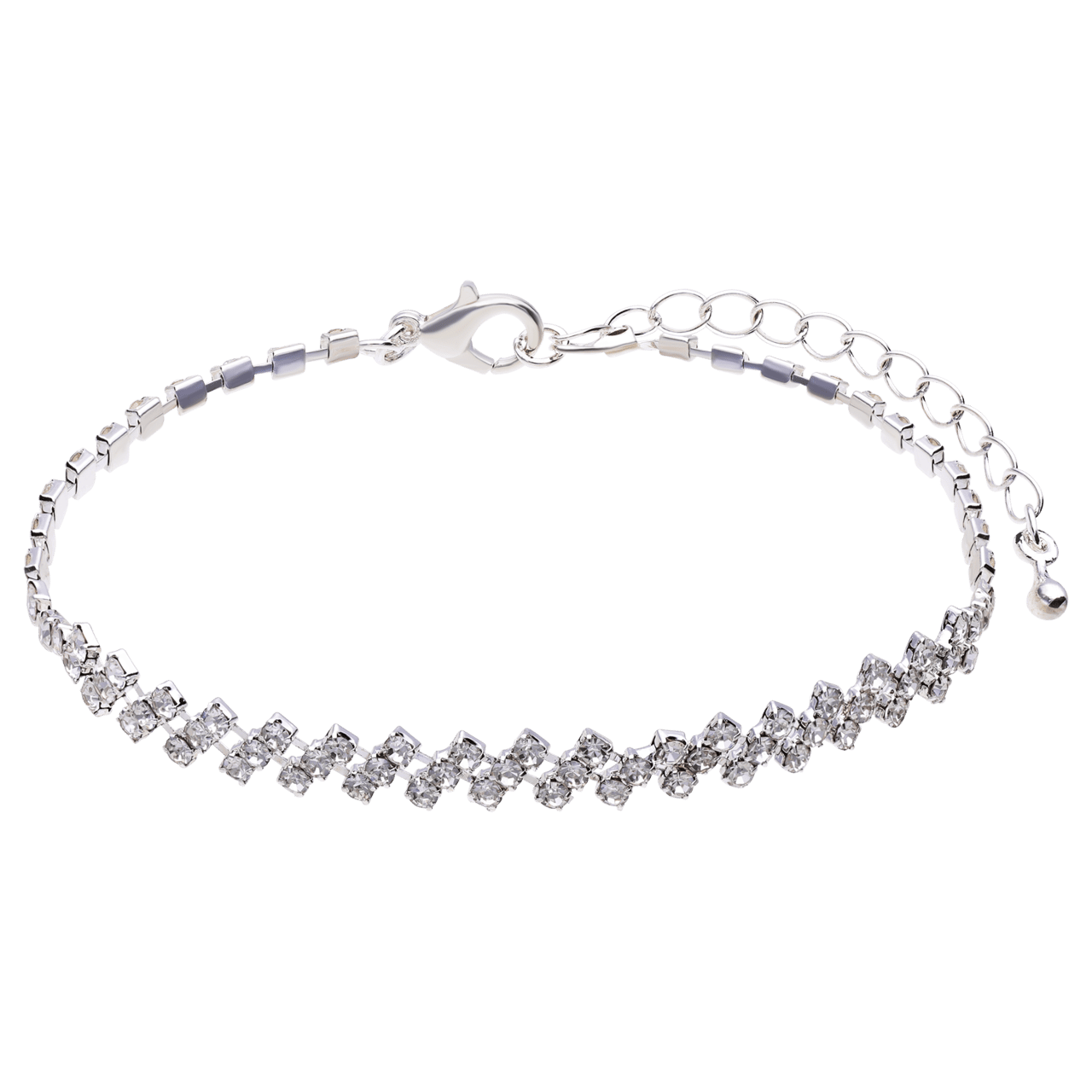 Zilverkleurige bijoux set ketting met oorbellen