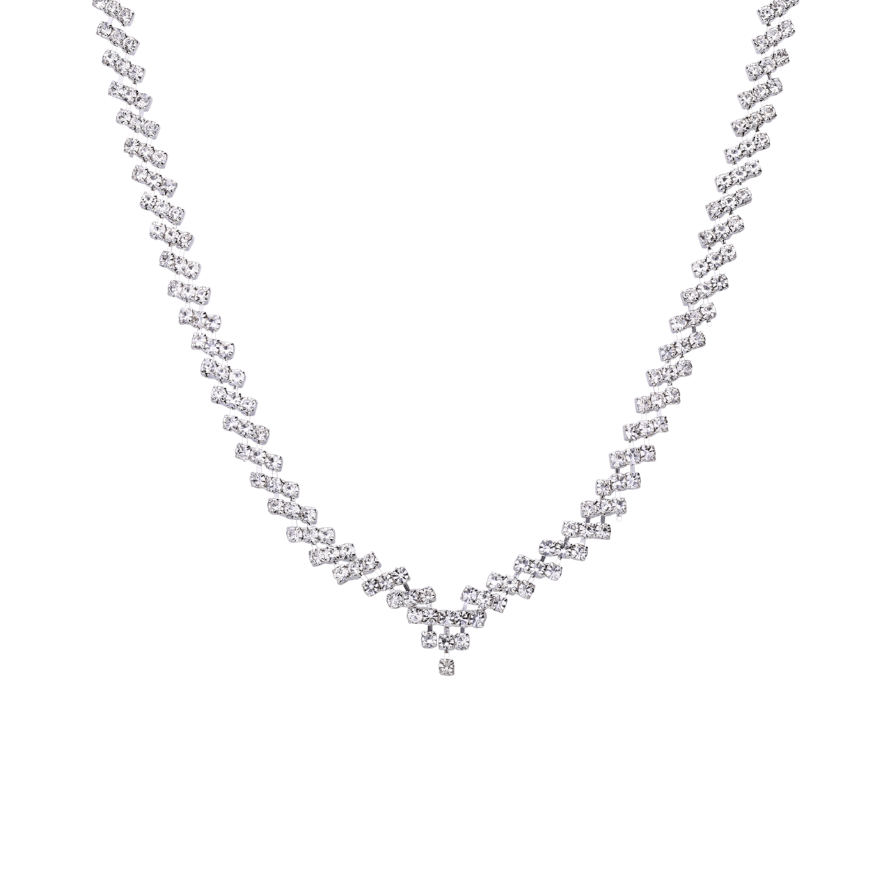 Zilverkleurige bijoux set ketting met oorbellen