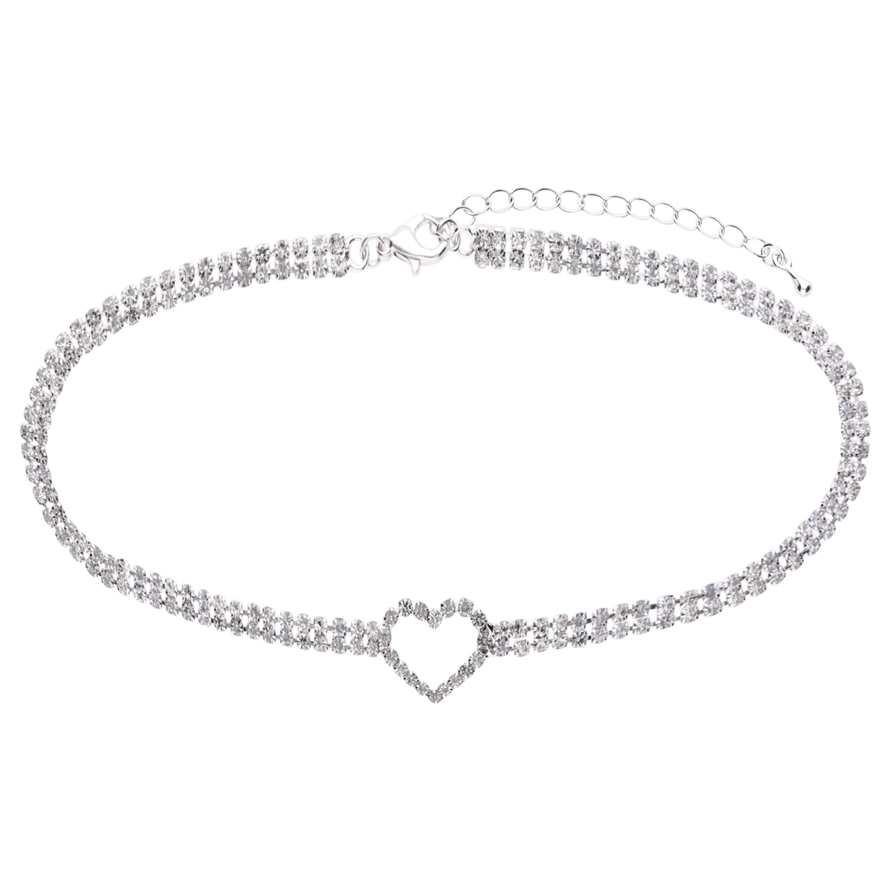 Bijoux zilverkleurige ketting met hanger hart voor dames