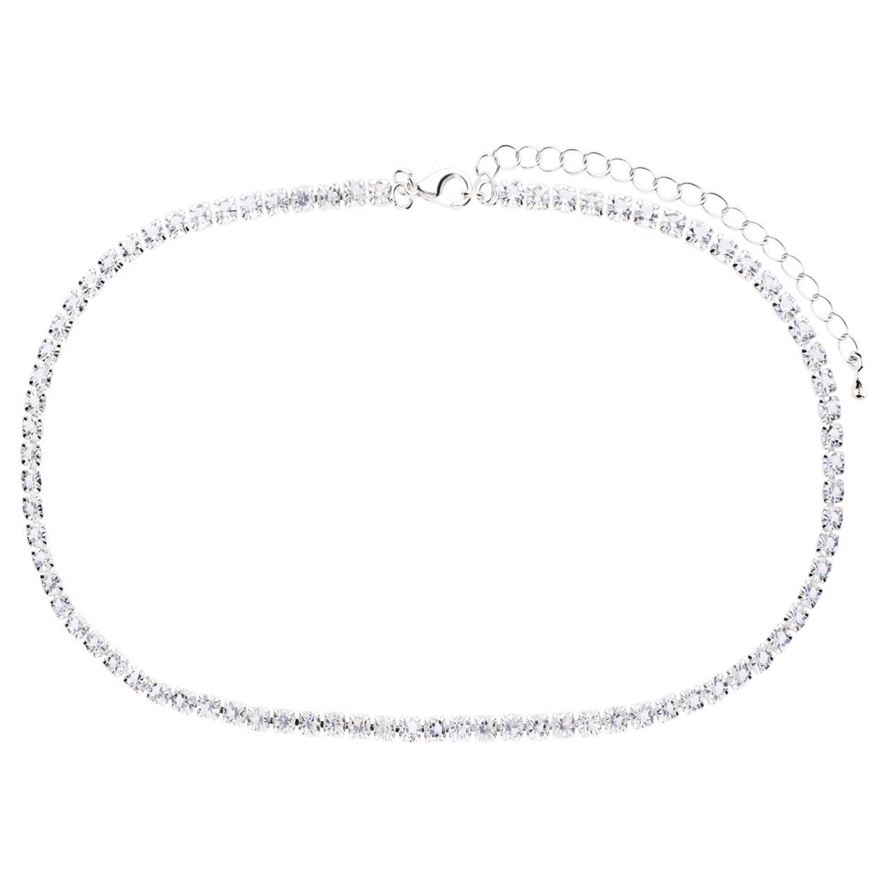 Zilverkleurige bijoux set ketting met oorbellen