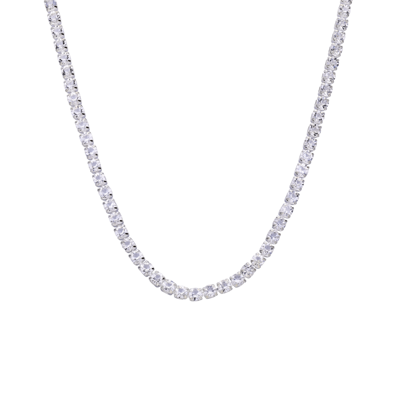 Zilverkleurige bijoux set ketting met oorbellen