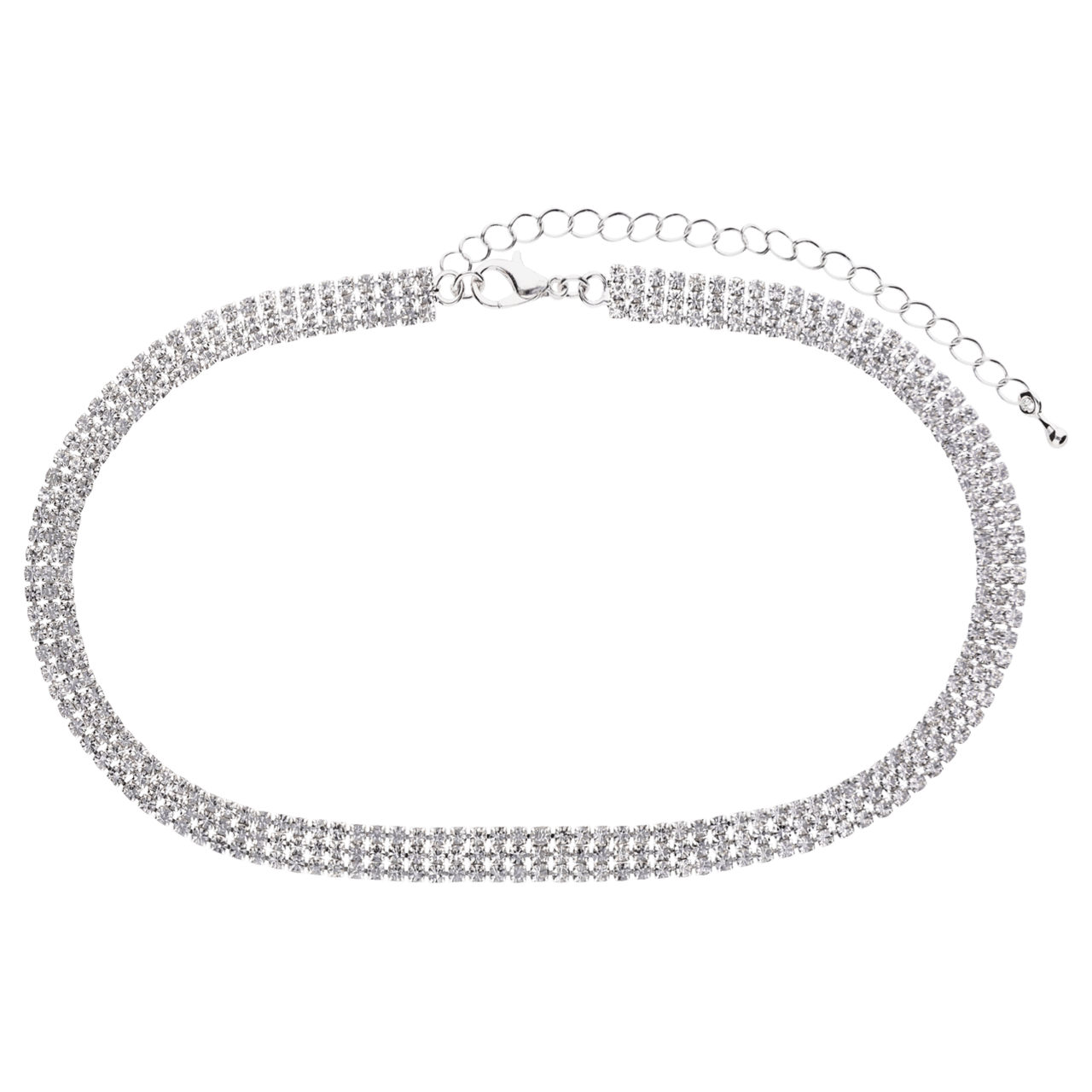 Zilverkleurige bijoux set ketting met oorbellen