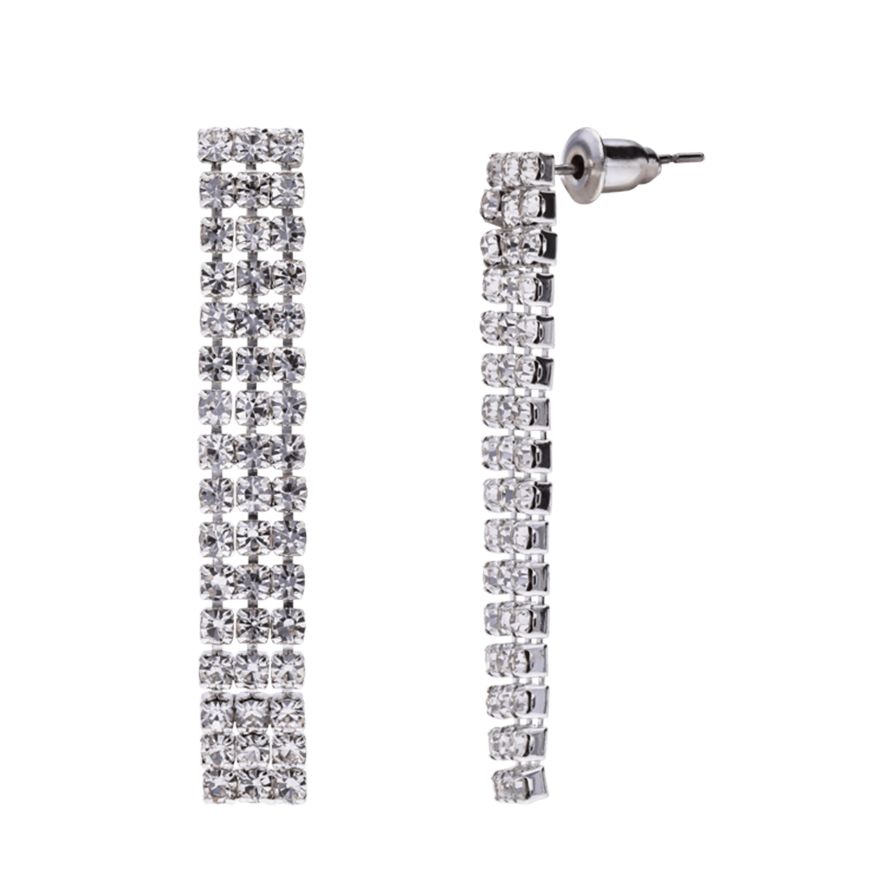 Zilverkleurige bijoux set ketting met oorbellen