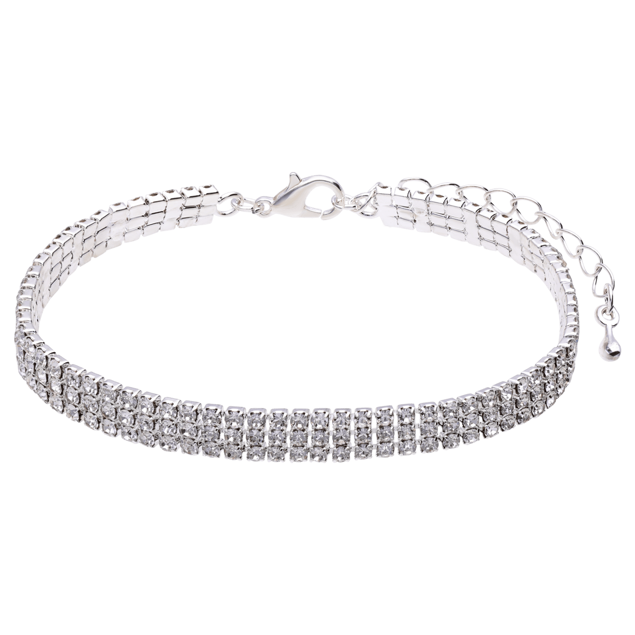 Zilverkleurige bijoux set ketting met oorbellen