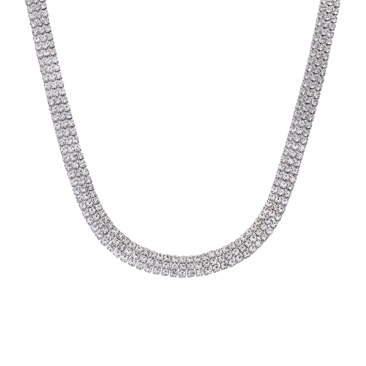 Zilverkleurige bijoux set ketting met oorbellen