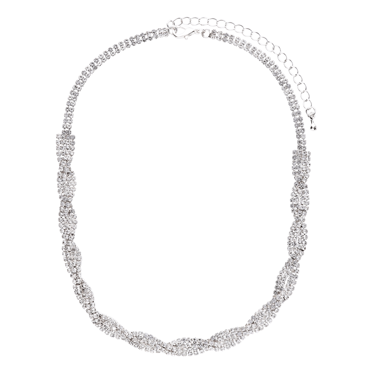 Zilverkleurige bijoux set ketting met oorbellen
