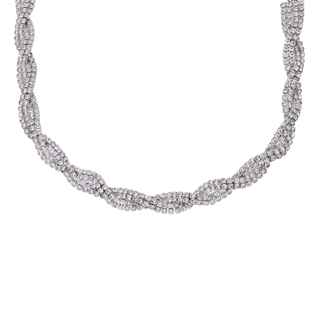 Zilverkleurige bijoux set ketting met oorbellen