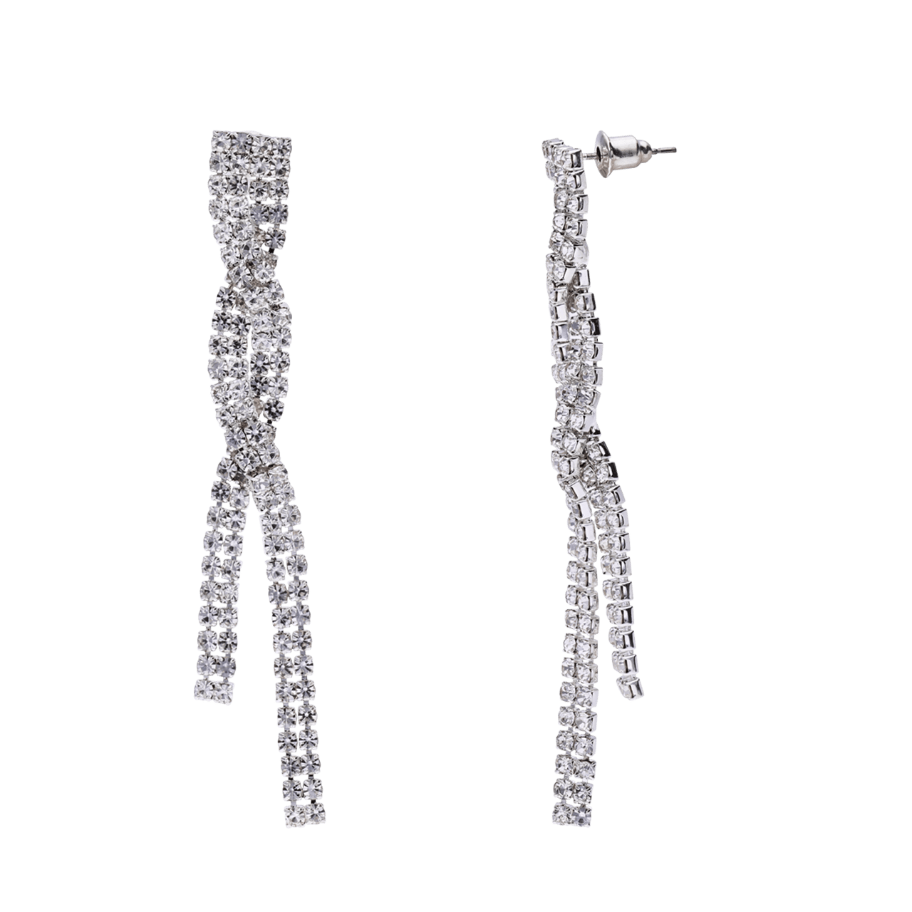 Zilverkleurige bijoux set ketting met oorbellen