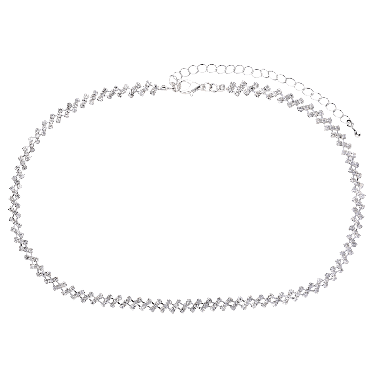 Zilverkleurige bijoux set ketting met oorbellen