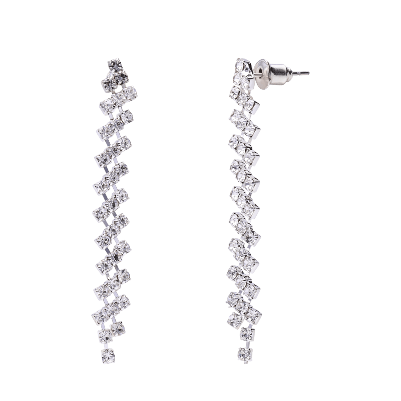 Zilverkleurige bijoux set ketting met oorbellen