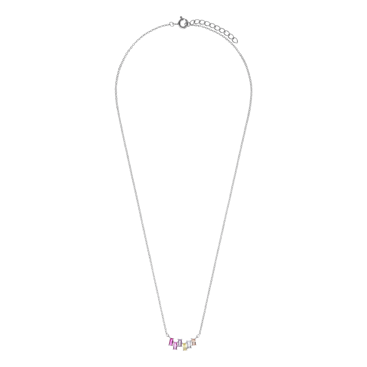 Zilveren ketting baguette multi