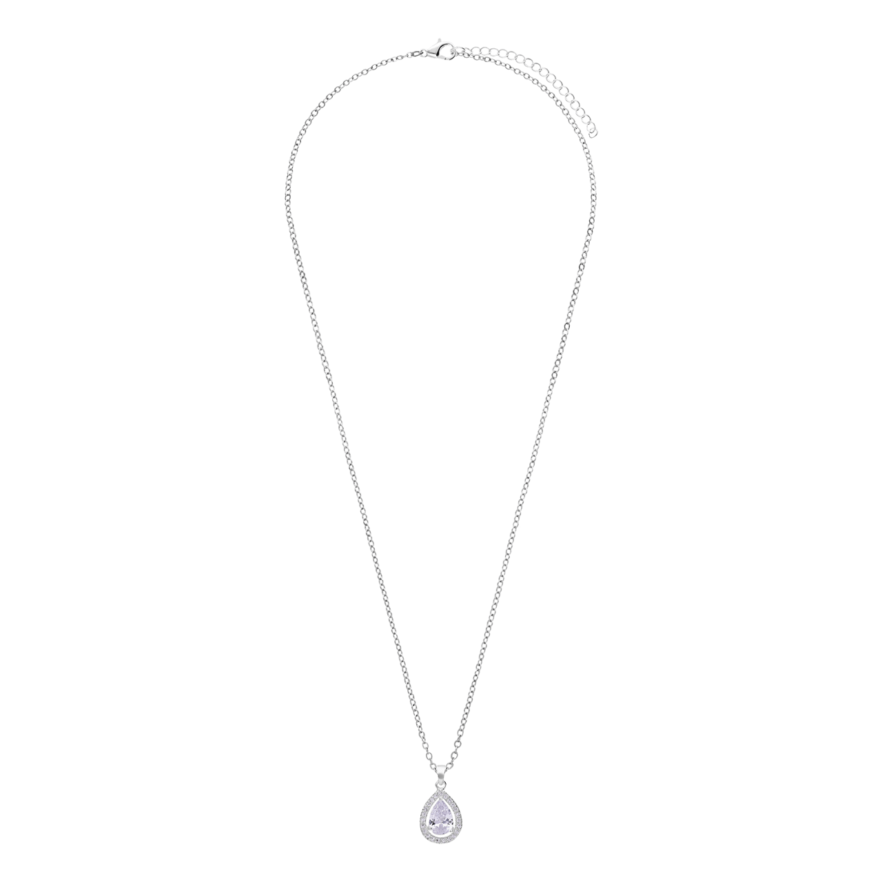 Zilverkleurige bijoux ketting druppel met strass