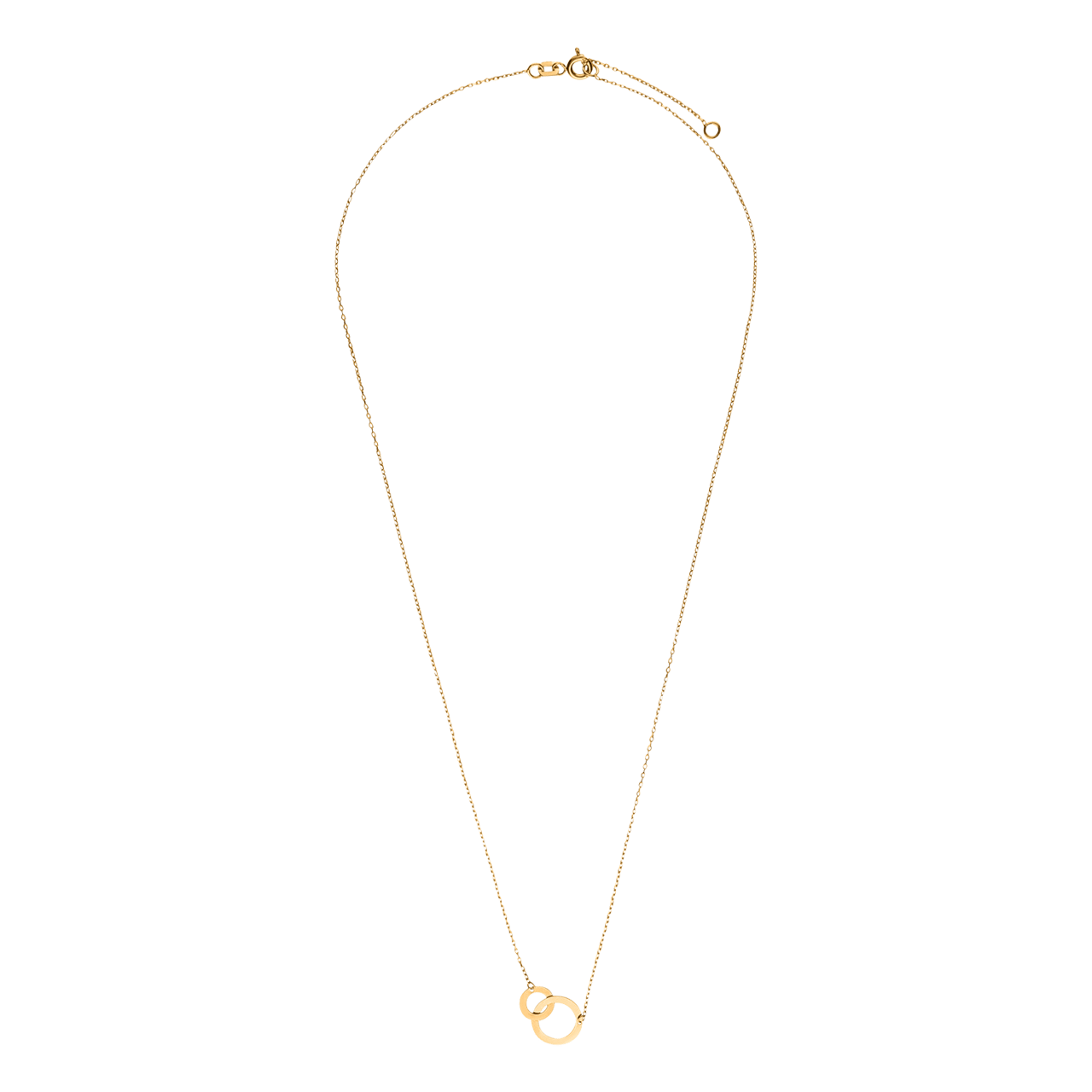 14 karaat geelgouden ketting met 2 cirkels