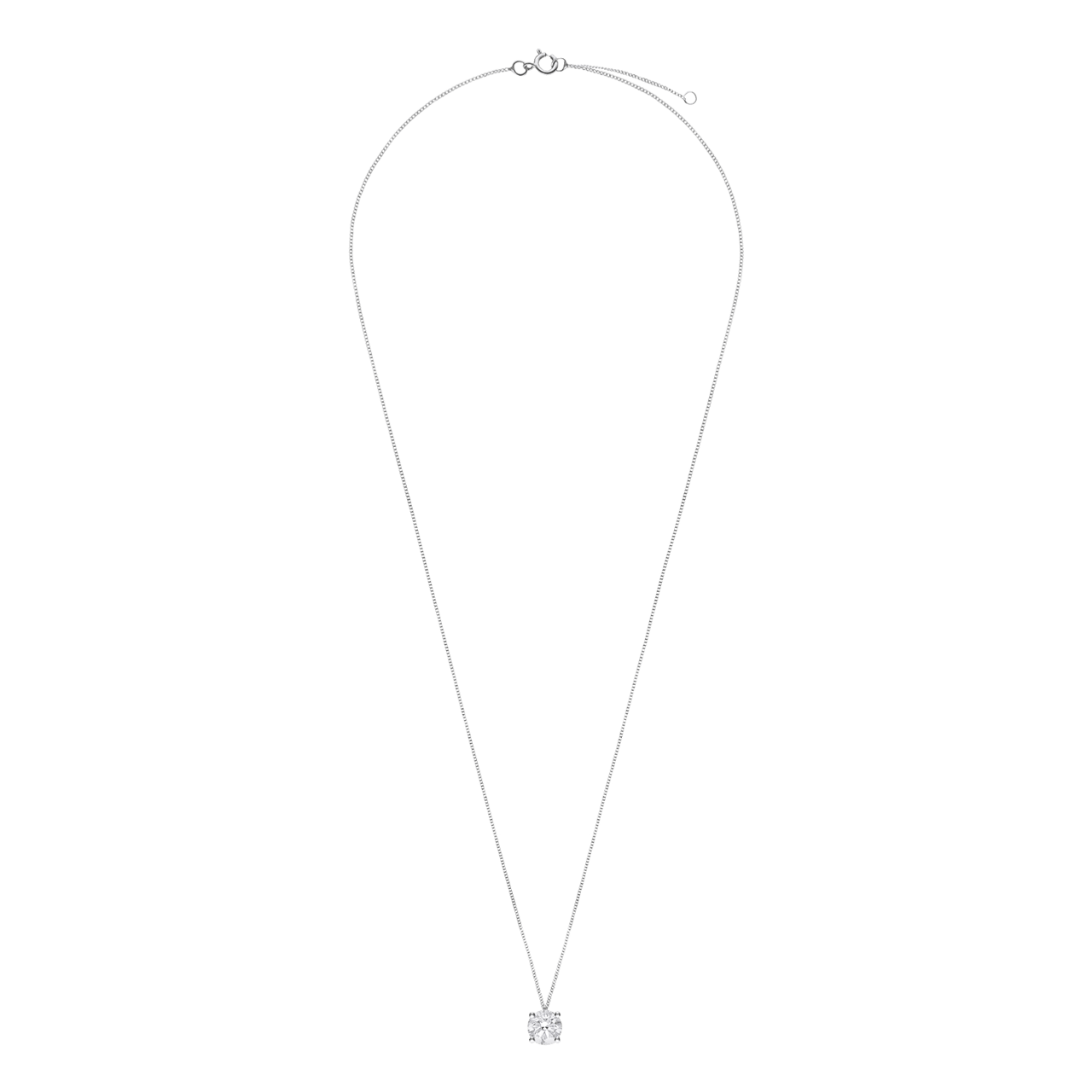 14 karaat witgouden ketting met labgrown diamant 1ct